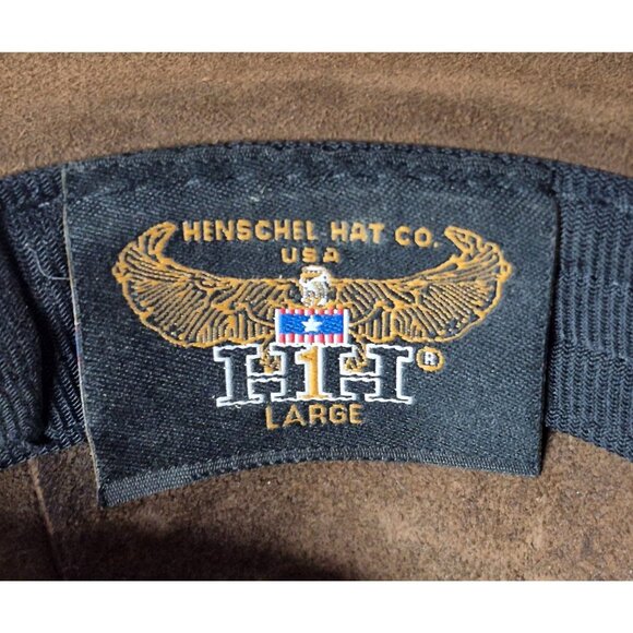 VTG Henschel Hat Co USA Brown Leather Australian Outback Hat Braided Band Size L - Picture 8 of 8